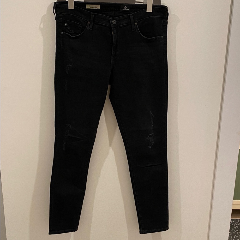 AG Adriano Goldschmied Women's distressed Black the Legging Ankle Skinny Jeans